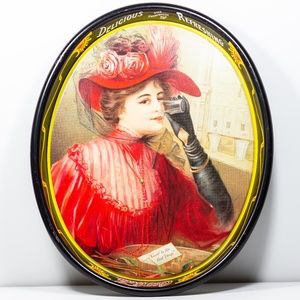 Vintage Coca Cola Tin Tray 1908 Calendar Lady